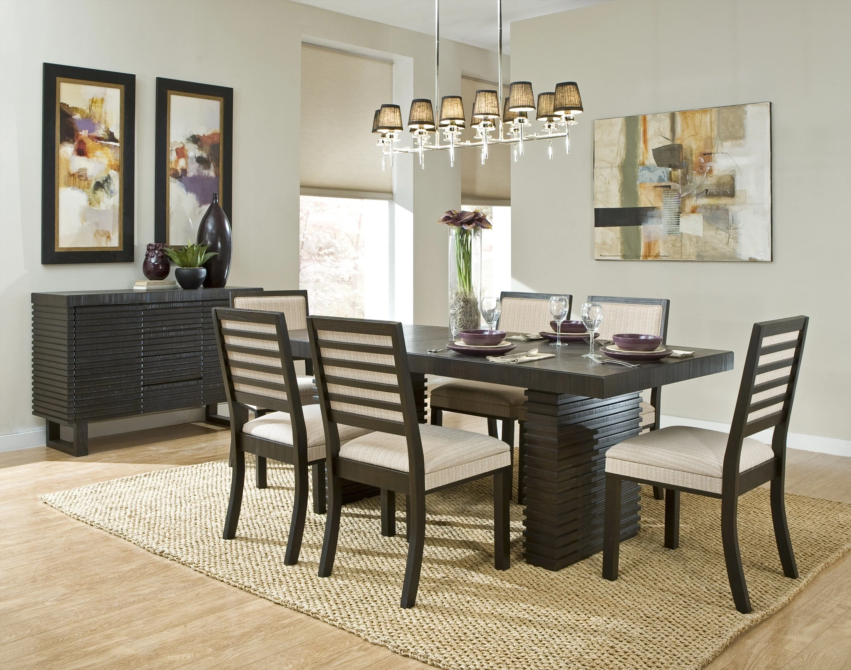 Dining Room Interior Dining Room Dark Hardwood Furniture Polished Modern Decors Chandelier Lamps Decorate Grey Admirable For Beautiful Chandelier For Dining Room Design Idea Choosing Wonderful Designer Glass Dining Table Inside Contemporary Dining Room Design Ideas