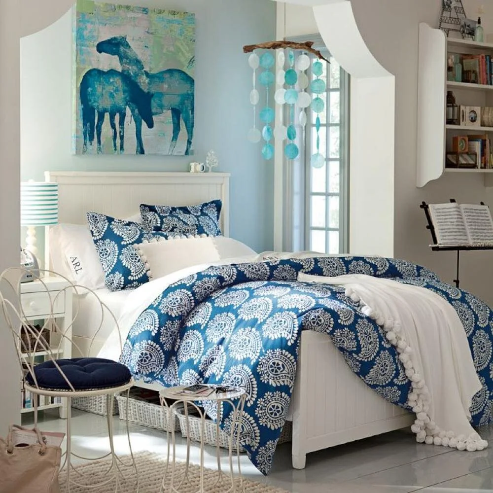 Splendid Blue Bedroom Inspiring Design Showing Remarkable Single Bed With Pleasant Warm Blanket Also Stunning Classic Chair In Cool Bedroom Ideas For Teenage Girls Decoration Cool Bedroom Ideas For Te Intended For Manifest Your Desire To Create A Stunning Design With Bedroom Design Ideas Blue